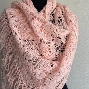 Hand made pink wool scarf